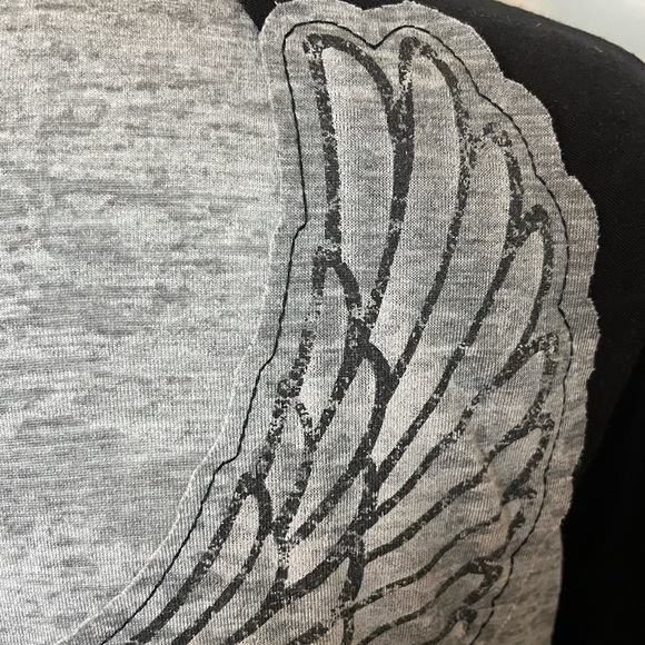 Harley Davidson Authentic Laced Front Gray Black Raglan Eagle Logo Graphic Tee - Picture 8 of 10